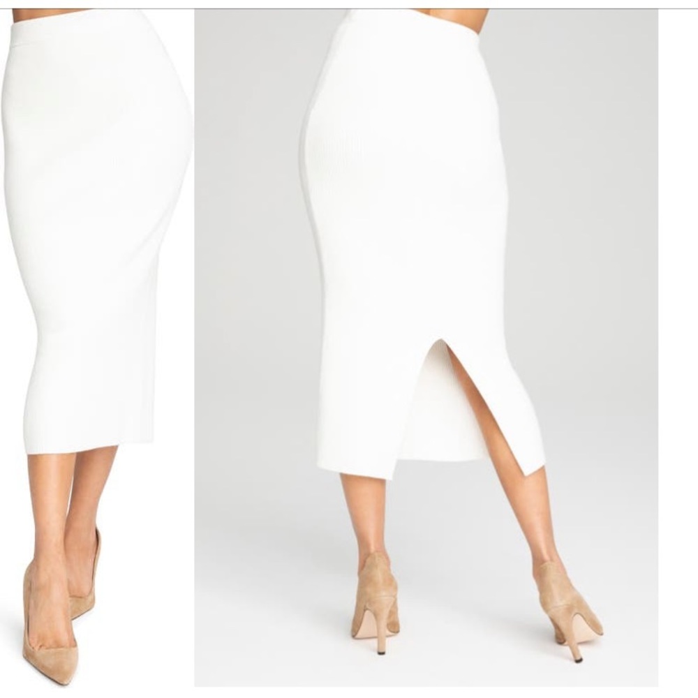 🆕Good American Rib Midi Skirt In Ivory